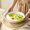 DAFUCERAMIC 10.25” Ceramic Dinner Plates, Set of 4, Microwave & Dishwasher Safe, Salad Pasta Deep Plates with Embossments Set of 4, Arctic white image 3