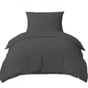 LeBonsoir Parure de lit brossée avec 1 housse de couette 140 x 200 cm et 1 taie d’oreiller 65 x 65 cm, avec fermeture éclair - Gris foncé image 1