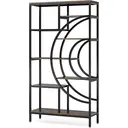 Tribesigns Geometric Bookcase 179cm Industrial Bookcase 8 Tier Bookcase Rustic Bookshelf Metal Frame Tall Freestanding Open Shelves for Living Room (Grey, 1) image 0