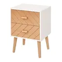 HOMCOM 2 Drawers Bedside Table with Pine Legs, Bedroom Wooden Storage Cabinet, Natural image 0