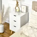 HOMCOM Bedside Table, Bedside Cabinet with 3 Drawers, Side End Table with Pine Wood Legs for Bedroom Living Room, White image 7
