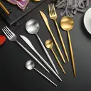 FangYuan Ensemble de 16 couverts en inox compatibles lave-vaisselle - Or image 6