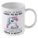 Alphynix 1 pièce, 33cl Mug café céramique, Tasse à thé licorne en colère créative blanche, Mug céramique portable pour bureau pour boisson chaude ou froide, Cadeau novelty,Le cadeau de la saint-valentin, cadeau d’anniversaire image 3