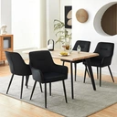 CLIPOP Dining Chairs Set of 2 Velvet Armchairs Kitchen Chairs with Backrest and Metal Legs Occasional Padded Leisure Accent Chairs for Dining Living Room 0430 velvet black 43.5*51.5*87.5cm image 3