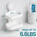 TAILI Double Layer Soap Dish Suction Cup Soap Holder, Strong Sponge Holder for Shower, Bathroom, Tub and Kitchen Sink, Drill-Free, Removable image 1