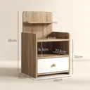 HOMCOM Bedside Table, Bedside Cabinet with Drawer, Modern Side Table with Shelf for Bedroom, Living Room, Natural Wood Effect image 2