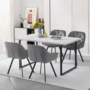 CLIPOP 360° Swivel Dining Chair Velvet Upholstered Desk Chairs without Wheels Ergonomic Office Chair with Arms and Metal Legs for Home Study 0197-s deep grey 54.5*46*80 cm image 1