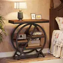 Tribesigns Coffee Side Tables, 3-Tier End Table for Living Room, Wood Sofa Side Table with Storage, Industrial Nightstand and Bedside Table with Geometric Metal Frame for Bedroom, Rustic Brown image 5