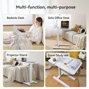 SIHOO D01 Overbed Table - Height & Tilt Adjustable, Laptop Standing Desk with Wheels for Hospital & Home Use, White image 6