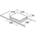 CDA HC6212FR 60cm Four Zone Ceramic Hob, Frameless, Black Glass image 2