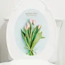 Autocollants pour Couvercle de Toilette Motif Feuilles et Fleurs, Stickers Muraux Auto-adhésifs pour Salle de Bain, Décorations de Siège de Toilette, Stickers Étanches Amovibles DIY Tulipe image 1