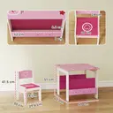 AIYAPLAY Kids Table and Chair Set, Toddler Activity Table with Bookshelves, 2 Chairs, Heart Themed 3 Pieces Kids Desk Set for Classroom, Home, Nursery, Playroom, for Arts, Crafts, Reading, Pink image 8