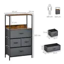HOMCOM 4 Drawer Storage Chest Unit Home Cabinet w/ Shelves Home Living Room Bedroom Entryway Living Furniture, Black image 2