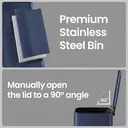 SONGMICSHOME  Pedal Trash Can, Stainless Steel Kitchen Bin with Soft Close Lid, Removable Inner Bucket, for Home, Blue image 5