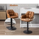 Ensemble de 2 tabourets de bar en cuir PU pivotant pour cuisine et petit-déjeuner, tabouret de comptoir moderne réglable (marron) image 5