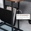 HOMCOM Table d'appoint bout de canapé table d'entrée avec porte-revues strucuture en acier design industriel - 49 x 19 x 55 cm noir marron foncé image 1