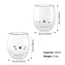 Ju7cer Lot de 2 verres à double paroi chat et ours - 260 ml image 7