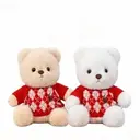Peluche Ours avec pull rouge en tricot - 20 cm image 0
