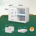 DEVAISE Rolling Container with 3 Drawers and Open Shelves, Mobile Filing Cabinet with Wheels, Printer Table for DIN A4/Legal/Letter, Lockable Cabinet for Office and Home Office, White image 1