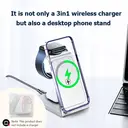 Rexsun 3 in 1 Wireless Charger, 22W Fast Charging Station Desktop Wireless Charging, Aluminum Alloy, Phone and Watch Charger Stand for iPhone Air/17/16/15/14/13/12/11/Pro Max/X/8, Apple Watch, Adapter Not Included, T6, Silver image 6