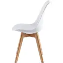mcc direct Set of 2 Dining Chairs Wooden Legs Soft Cushion Pad Stylish Deluxe Retro Lounge Dining Office EVA (White) image 4