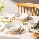 Dafuceramic 8.5Inch Pasta Bowls, 36OZ Serving Bowls, Salad Bowls Set of 4 Ceramic Sturdy & Stackable, Ideal for Housewarming, Festivals,Multicolor,White image 3