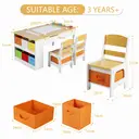 GRAVFORCE Kids Art Table and Chair Set, Wooden Toddler Craft Easel Desk with 2-Tier Open Shelf, Storage Bins, Paper Roll, Paint Cups, Children Play Activity Furniture image 8