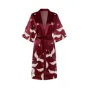 IZURIA silk-like printed wine red robe  S image 0