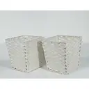 KEVAHOME Lot de 2 paniers à déchets en polypropylène (PP) façon rotin - Blanc - 10 x 10 x 11" H image 0