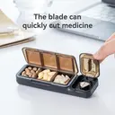 JORDAN&JUDY Small Pill Organizer Portable Mini Daily Pill Case Tablet Cutter Storage Box 1 pc Brown image 2