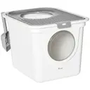 PawHut Cat Litter Box, Pet Toilet, Enclosed Kitten Pan with Front Entrance Top Exit, High Side, Scoop, White image 0