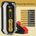 Porbi S306 Car Jump Starter 1200A Peak Portable Jump Starter Power Pack, 12800mAh Battery Booster for 12V Petrol & Diesel Vehicles, SUV, Motorcycle & Boat, USB Emergency Power Bank with LCD Display & LED Light image 9