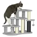 PawHut Arbre à chat, tour à griffer, avec plates-formes en peluche à 3 niveaux, 2 balles de jeu, poteaux à griffer en sisal, hauteur de 50 cm, pour chat de moins de 5 kg, gris clair image 0