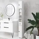 kleankin Badezimmerschrank schmal, Badschrank Hochschrank mit 4 offenen Fächern und Schublade, Toilettenschrank für Wohnzimmer Badezimmer kleine Räume, 20 x 20 x 180 cm Weiß image 6