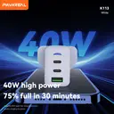 PAVAREAL K113CTC British standard A+C+C 40W charger set (dual flash charging) white image 2