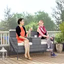 Outsunny Banc de Jardin en résine tressée 2 Places avec Table et Coussins, 135 x 64 x 81 cm, pour Balcon et Terrasse, Canapé Extérieur, Résistant aux Intempéries, Noir crème image 7