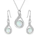 Ever Faith Cubic Zirconia Simulated Opal Necklace Earrings Set image 1