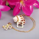 18K PVD Gold Plated Stainless Steel Square Jewelry Set, Geometric Necklace and Earrings image 4