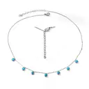 Silver Tone Stainless Steel Station Necklace with Blue Turquoise, 40+5cm Boho Charm Choker image 4