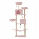 SONGMICS Arbre à chat hauteur 206 cm avec 13 griffoirs, 2 plateformes, 2 niches et panier, hamac, pompon - Rose bonbon image 1