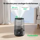 Homvana Humidificateur H101 3,6 L Noir, Remplissage par le haut, Technologie SilentSpary, Brume fraîche 360 °, Autonomie 34 h, Silencieux 16 dB, Sans BPA, Diffuseur d'arômes image 2