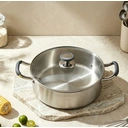 PURECOOK 304 Hot Pot Series | 304 Double | Bottom Hot Pot with Heat | Resistant Handle for Plain Broth image 0