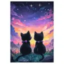 Kit de Peinture Diamant 5D JU7CER - Chat Ciel Étoilé pour Adultes | Set de Peinture DIY | Décoration Murale Maison 30×40cm (12×16 pouces) image 0