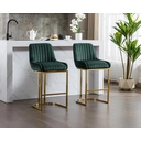 chairus Bar Stools Set of 2 Velvet Counter Chairs with Backrest Breakfast Bar Stools for Kitchen image 6