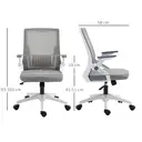Vinsetto Mesh Office Chair, Desk Chair with Lumbar Support, Flip-up Armrest, Swivel Wheels, Adjustable Height, Grey image 7