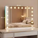 HOMCOM Miroir maquillage Hollywood 80x60cm miroir coiffeuse LED 18 ampoules dimmables 3 couleurs d'éclairage lumière RGB haut-parleur Bluetooth grossissement 10x contrôle tactile sur table/sur mur image 2