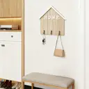 ALPHYNIX Porte-clés mural en forme de maison avec 3 crochets en métal - Bois image 2