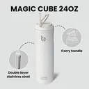 Bottle Bottle Insulated Water Bottle 24oz with Straw Lid and Handle for Sports, Travel, Gym, Stainless Steel, Double-Wall Vacuum, Leak Proof, BPA-Free (White) image 2