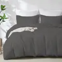 LeBonsoir Dark Gray Bedding Duvet Cover Set，200x200cm/50x75cmx2 Breathable Durable Soft Comfy， with Zip， 3 Pieces， Includes 1 Duvet Cover & 2 Pillowcases，NO Comforter image 2