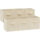 ANQI Collapsible Fabric Storage Cubes Organizer with Handles,, Beige, 10.5-x-10.5-x-11-inch, Pack of 6 image 0